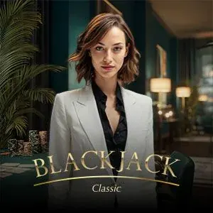 Dealer in a white jacket at the Blackjack Classic table