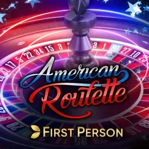 Close view of the double zero wheel in First Person American Roulette