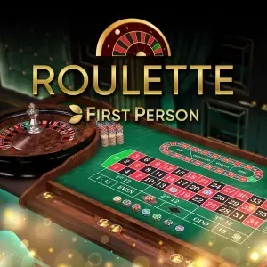 Roulette wheel and green layout seen from the player seat, First Person Roulette