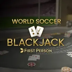 Ace and jack on a dark table, First Person World Soccer Blackjack