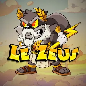 Le Zeus, un Zeus de dessin animé couronné de laurier qui serre un éclair