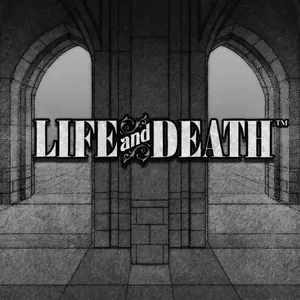 Une arche de pierre grise qui encadre le titre Life and Death