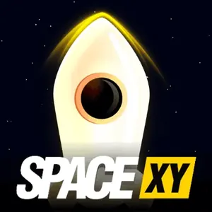 White rocket lifting off in Space XY