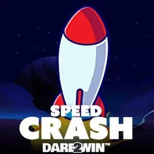 Red and white rocket above the Speed Crash title