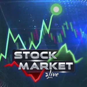 Green and red price chart behind the Stock Market title
